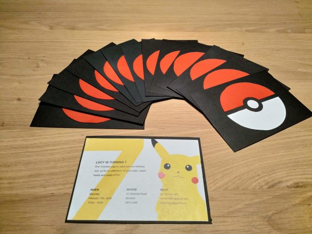 Pokémon birthday party invitations (Front & back)
